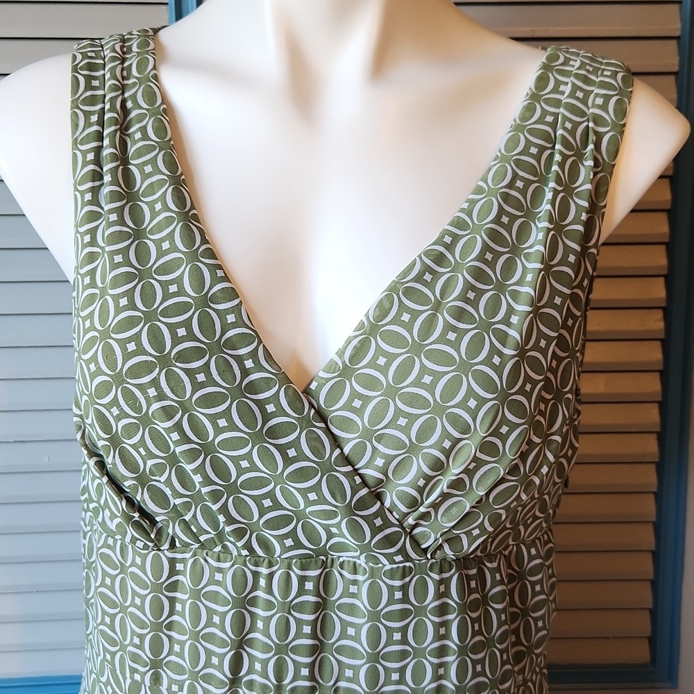 Connected Apparel Green Geometric Print Dress - Picture 3 of 13